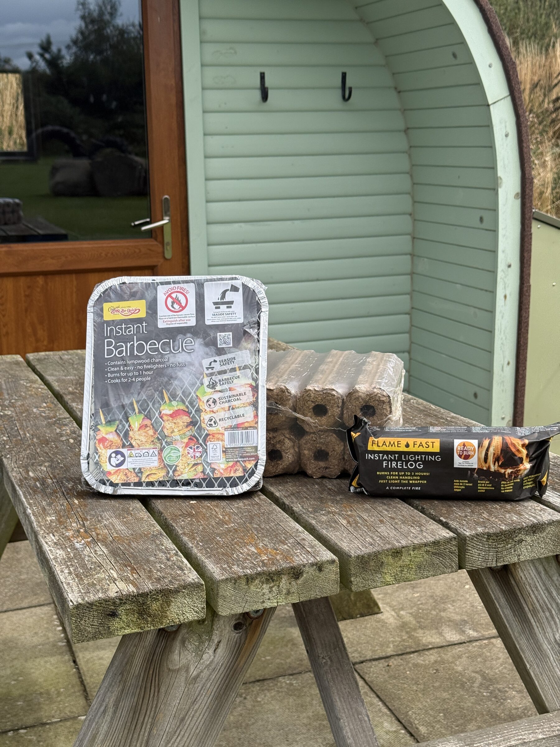 Disposable barbecues and firewood for sale at Gilsland Park, North Berwick