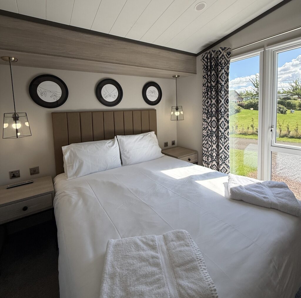 Bedroom in a Gold Caravan at Gilsland Park, North Berwick